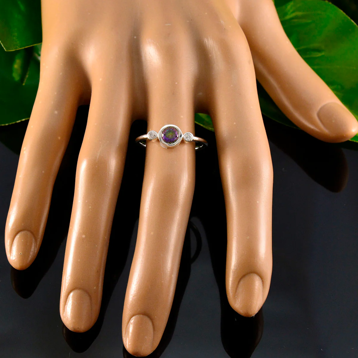 Mystic Quartz Trilogy Japanese 925 Silver multicolor Gemstones Elegant Graceful Ring Jewellery - Image 5