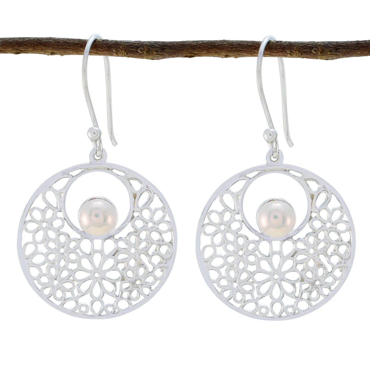 Pearl Korean Layla Solitaire Dangle White 925 Sterling Silver Earring
