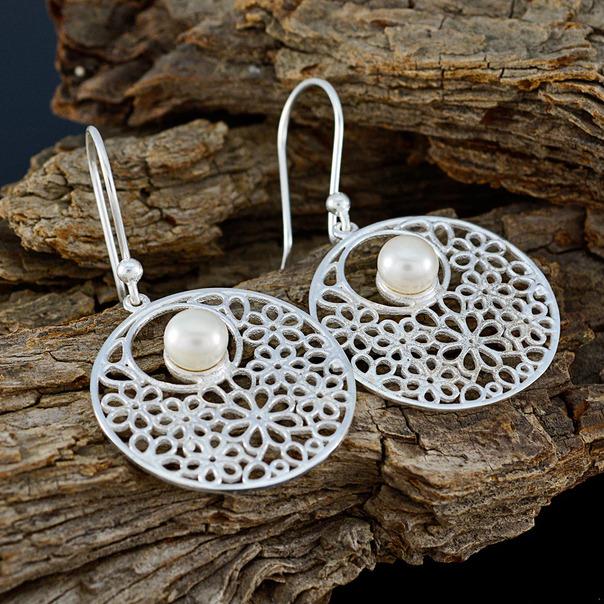 Pearl Korean Layla Solitaire Dangle White 925 Sterling Silver Earring - Image 3