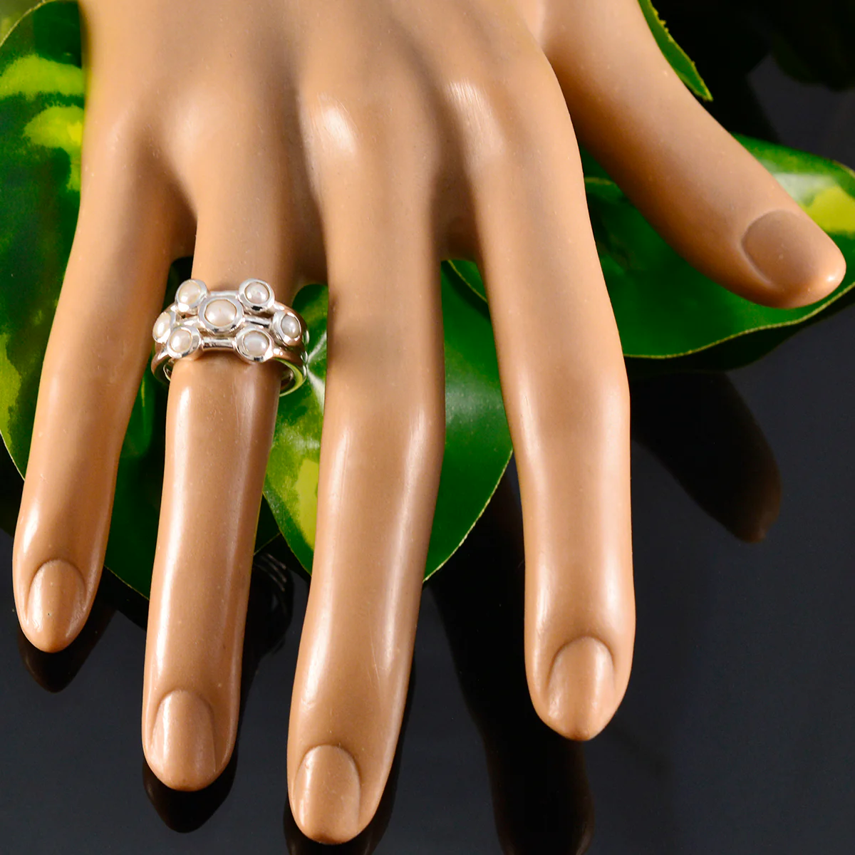 Pearl multiple African 925 Silver White Gemstone Eye-catching Contemporary Ring Jewellery - Image 5