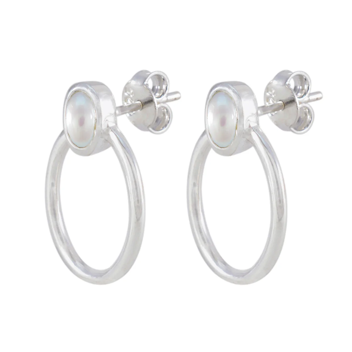 Pearl Russian Scarlett Solitaire Stud White 92.5 Silver Earring - Image 2