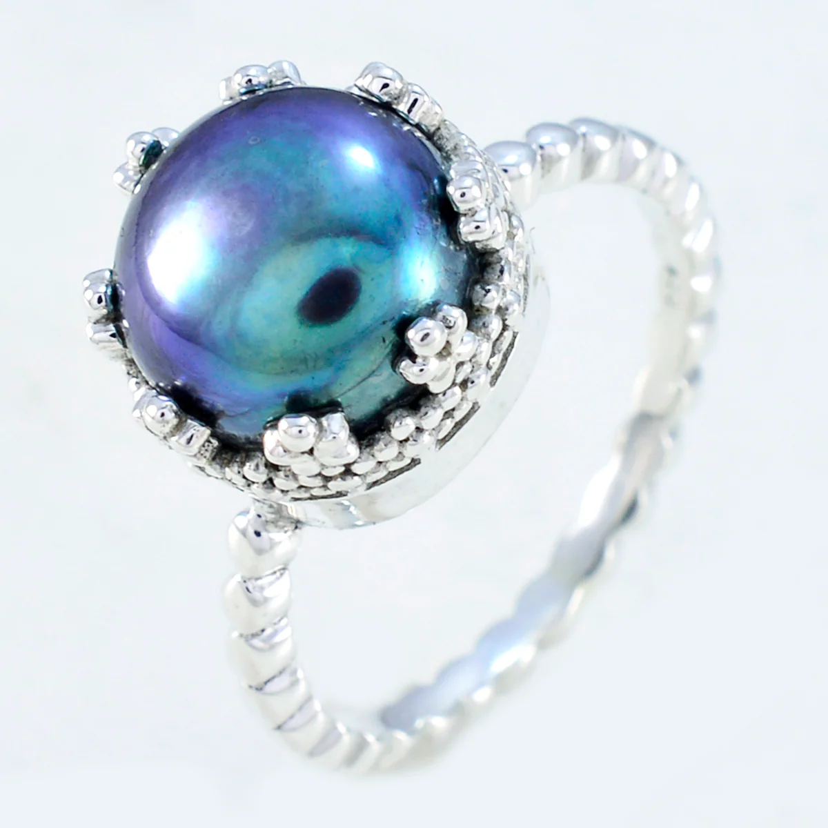 Pearl Solitaire French 925 Sterling Silver White Gemstone Slim Abstract Ring Jewelry - Image 2
