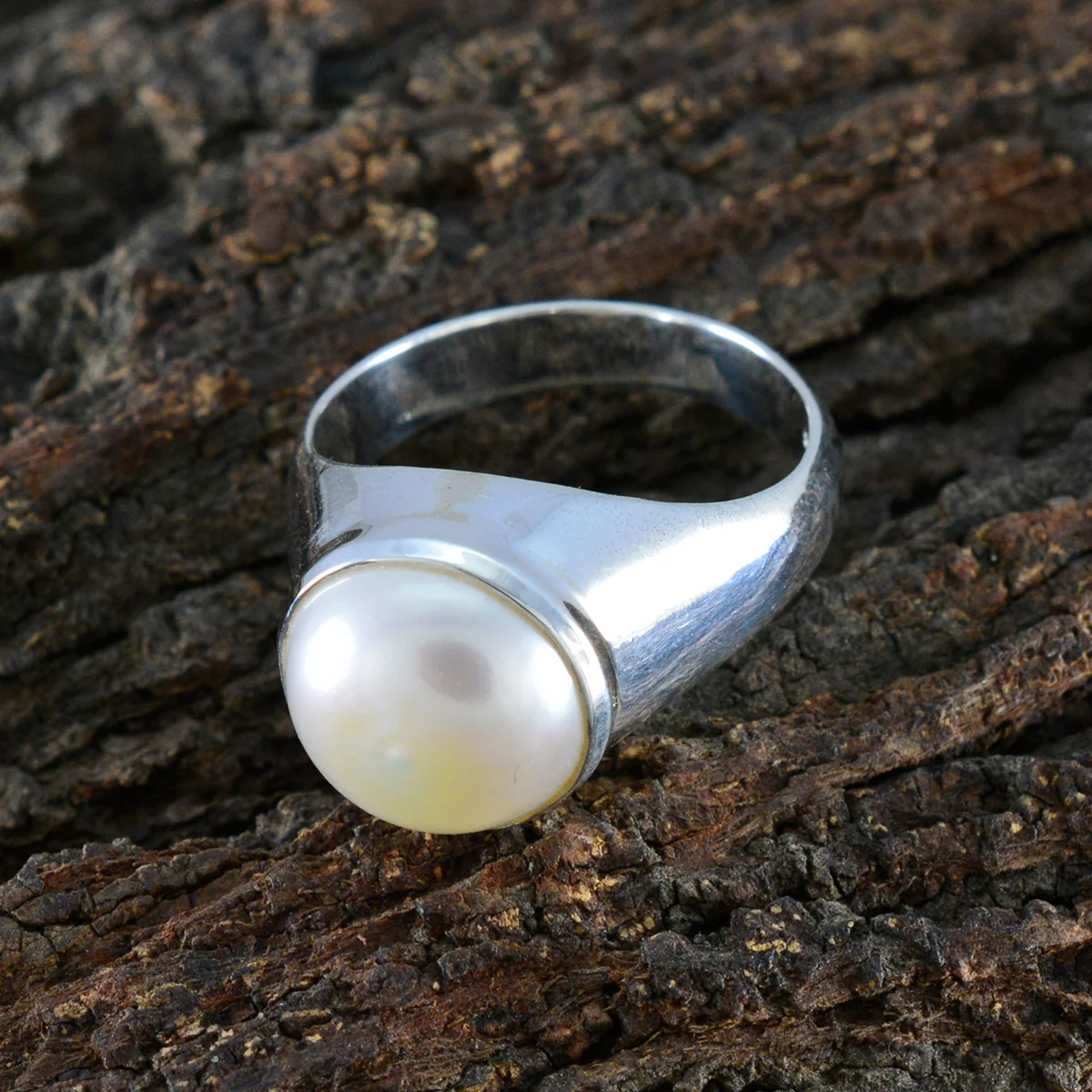 Pearl Solitaire French Silver White Gems Versatile Luxurious Ring Jewellery - Image 3