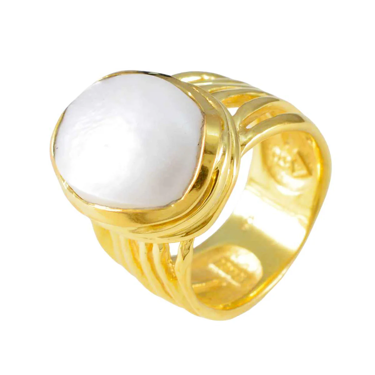 Pearl Solitaire German 92.5 Silver White Gemstone Statement Armor Ring Jewellery - Image 2