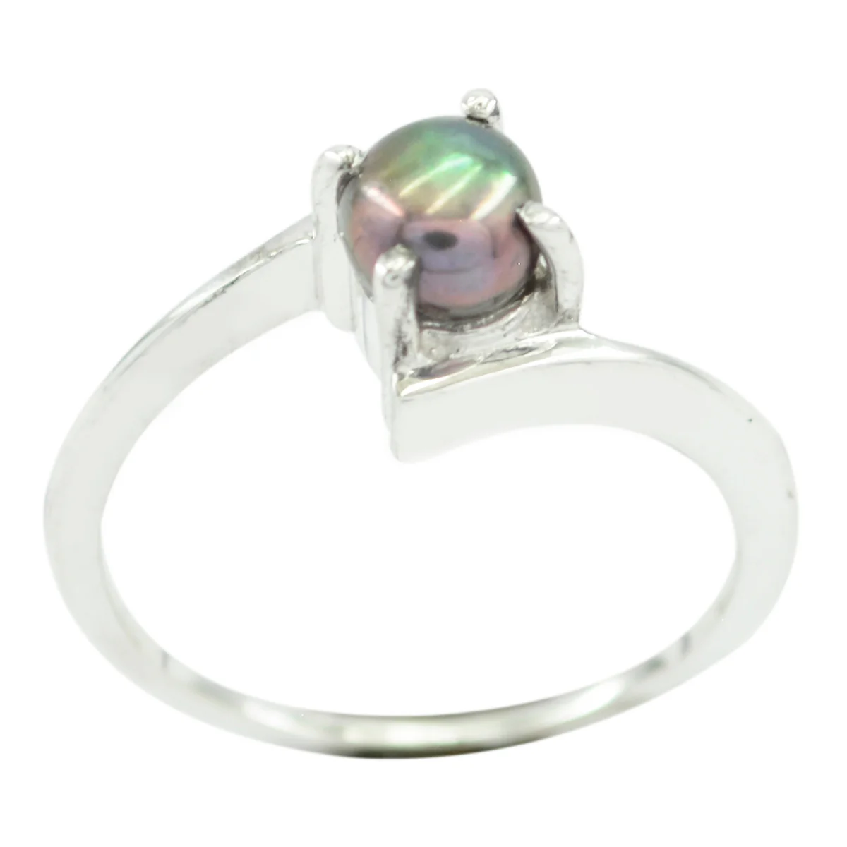 Pearl Solitaire Korean 92.5 Silver White Gemstone Dainty Glamorous Ring Jewelry - Image 2