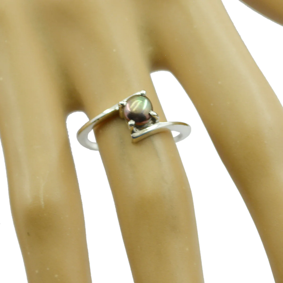 Pearl Solitaire Korean 92.5 Silver White Gemstone Dainty Glamorous Ring Jewelry - Image 3