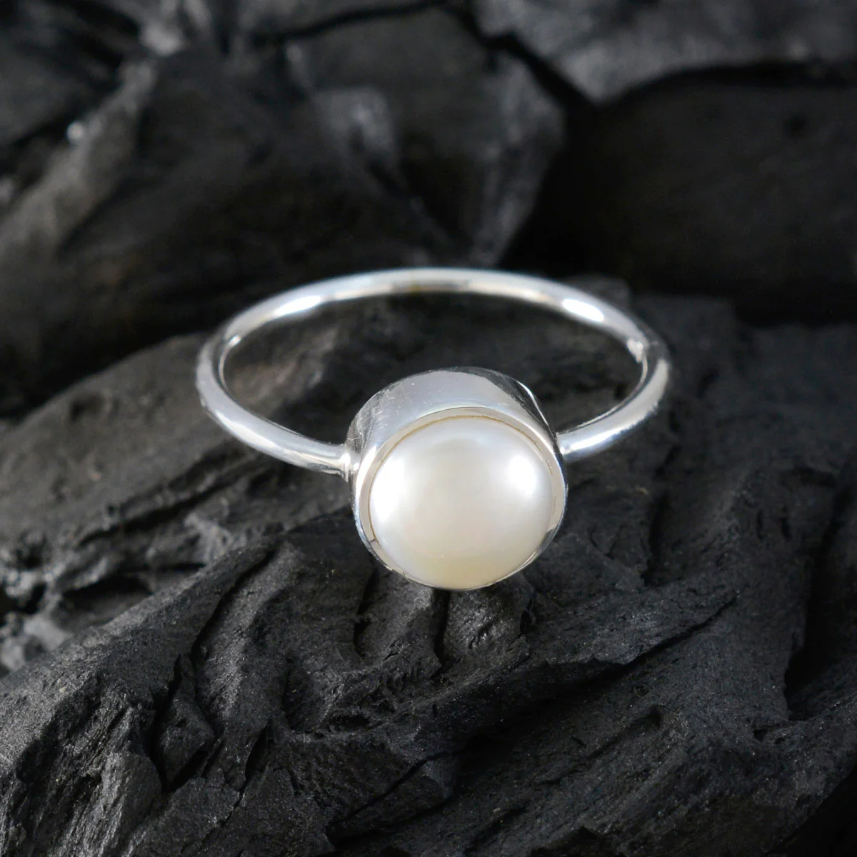 Pearl Solitaire Korean Silver White Gems Dainty Abstract Ring Jewelry - Image 4