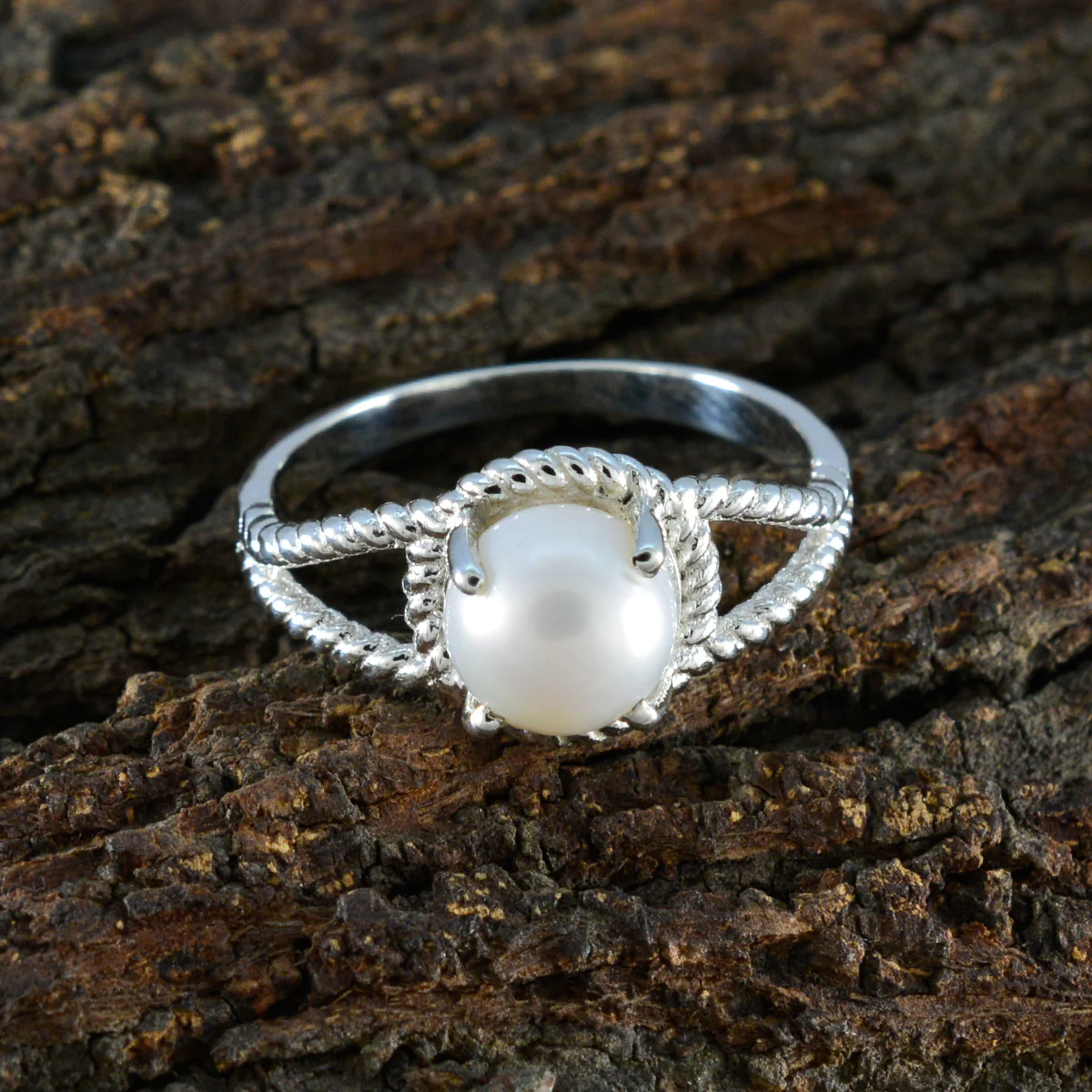 Pearl Solitaire Russian 925 Sterling Silver White Gemstones Featherlight Contemporary Ring Jewellery - Image 3