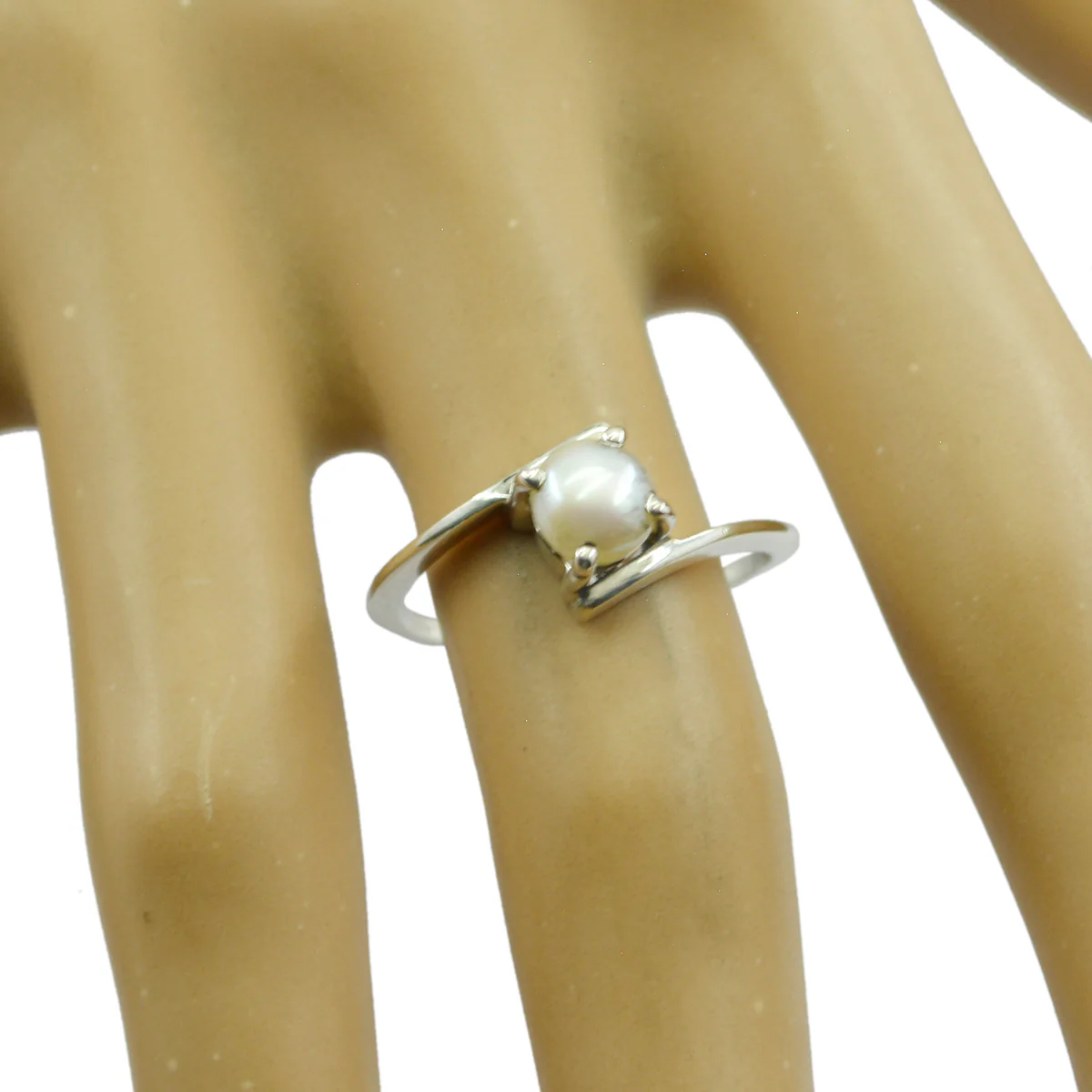 Pearl Solitaire Turkish 92.5 Silver White Gemstones Dainty Fairytale Ring Jewelry - Image 3