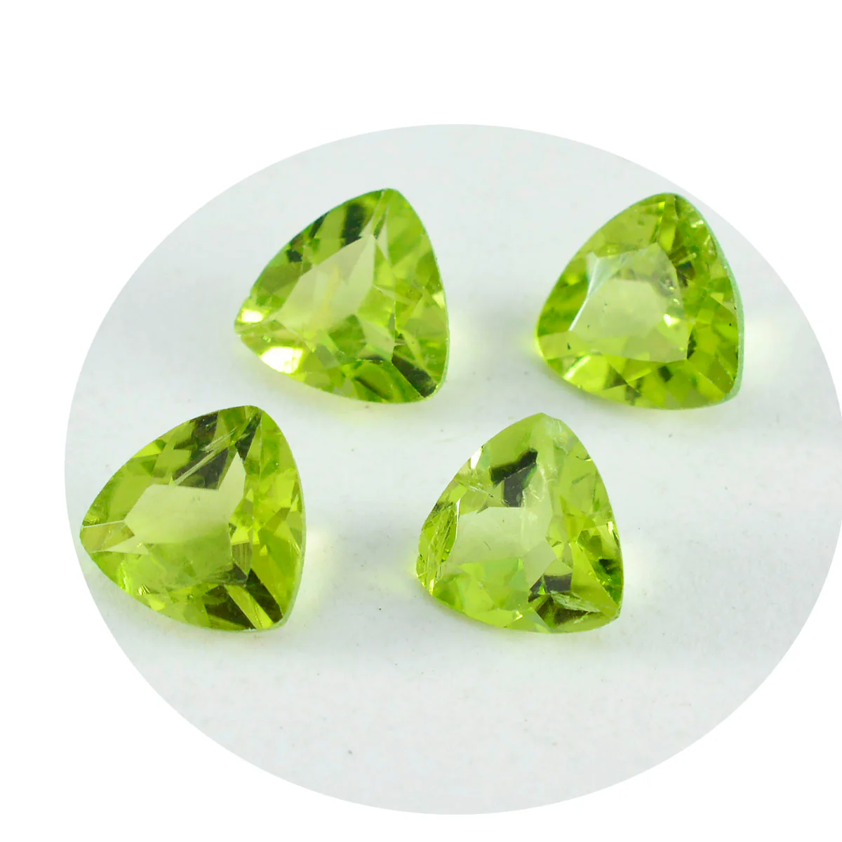 Peridot 10PC Tiny 4x4 MM Triangle Faceted Green Brilliant Semi Precious Loose Gemstones - Image 2