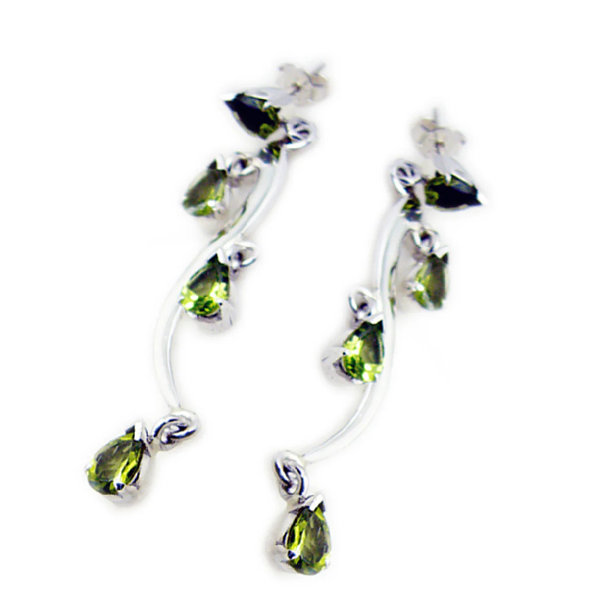 Peridot African Rebeca multiple Stud Green 925 Silver Earring - Image 2