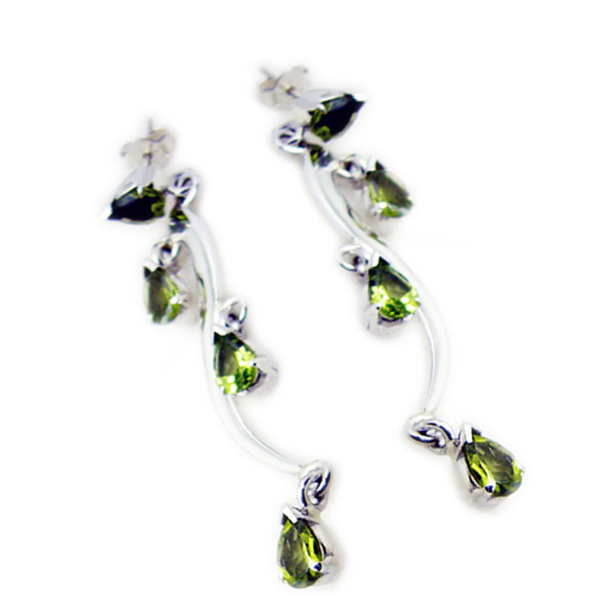 Peridot African Rebeca multiple Stud Green 925 Silver Earring - Image 3