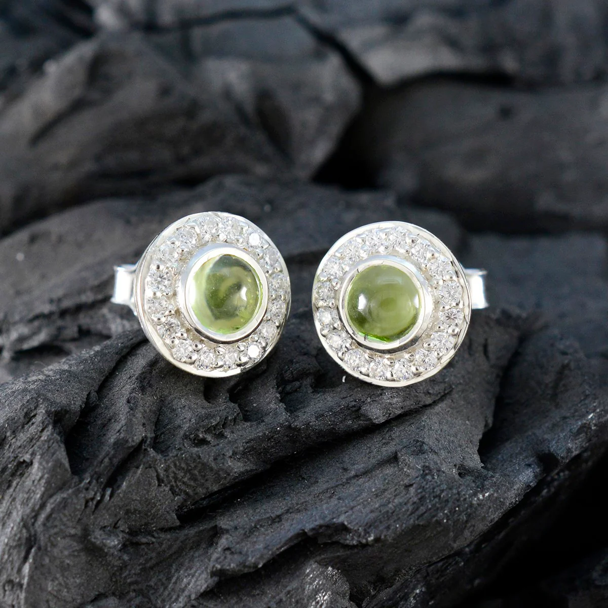 Peridot American Lourdes Solitaire Stud Green 925 Silver Earring - Image 3