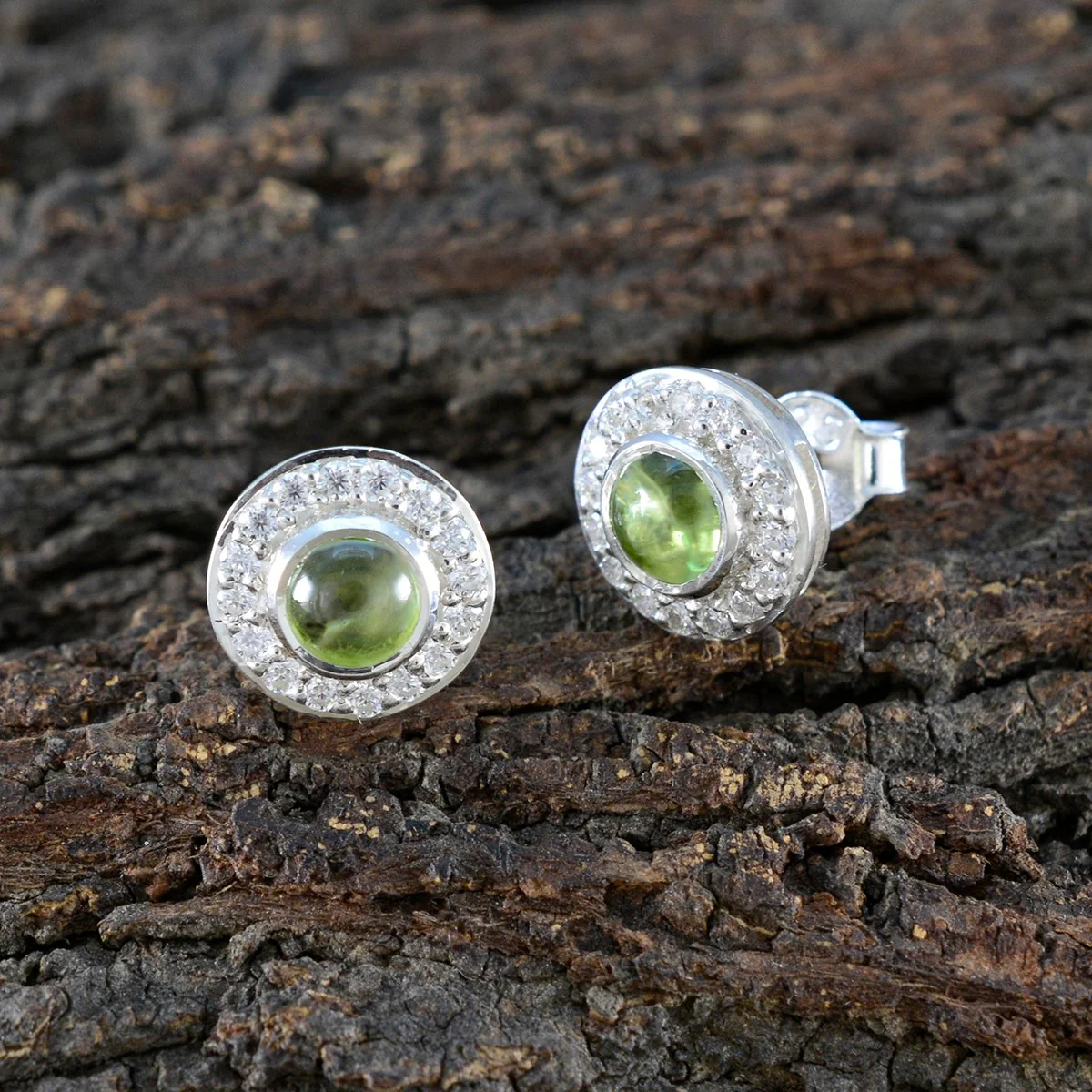 Peridot American Lourdes Solitaire Stud Green 925 Silver Earring - Image 4