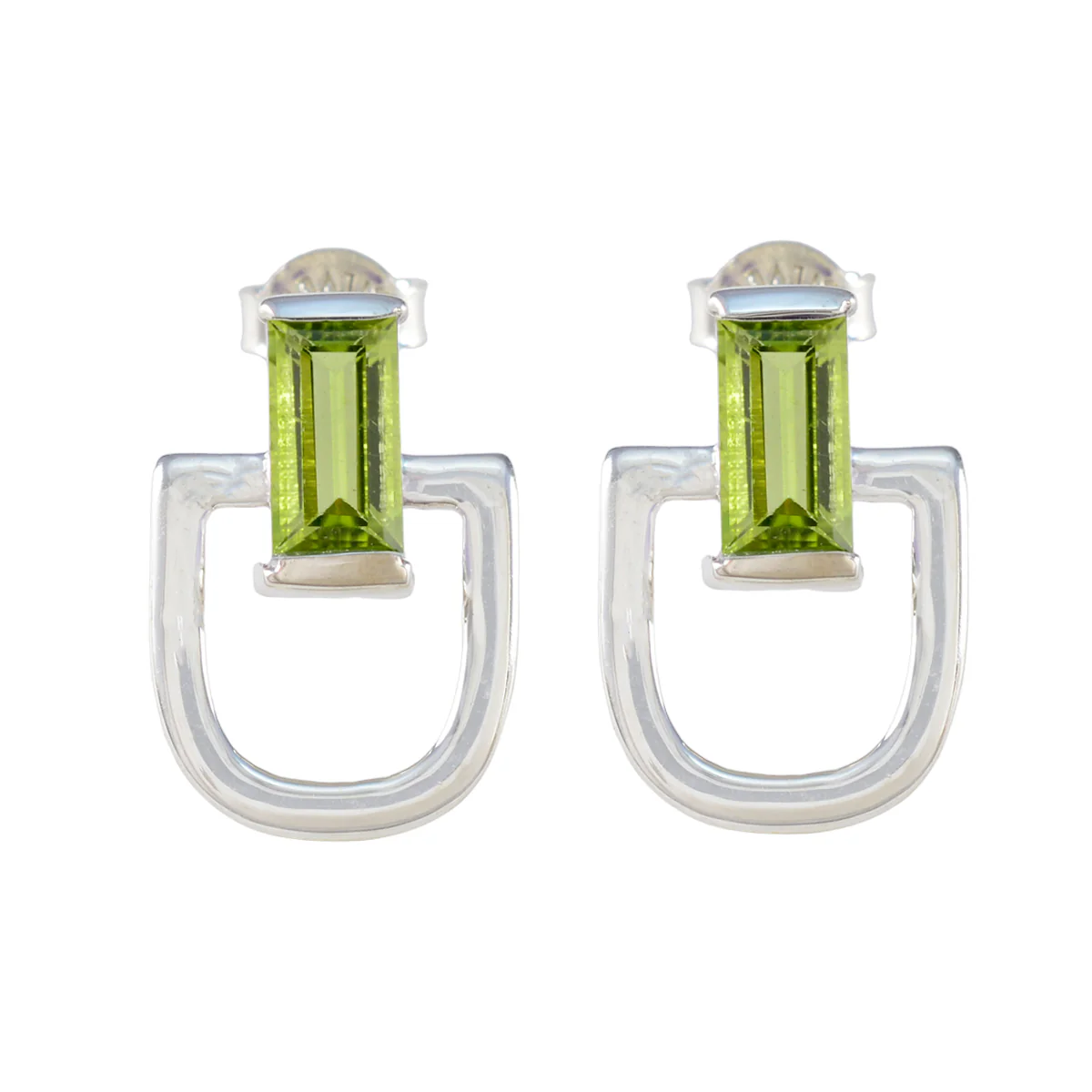 Peridot American Maríana Solitaire Stud Green 925 Silver Earring