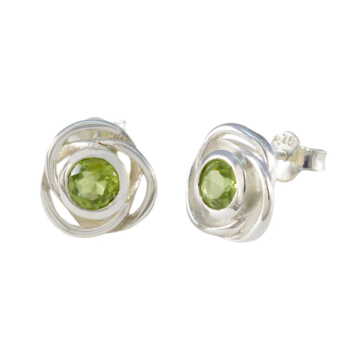 Peridot American Meei Solitaire Stud Green Sterling Silver Earring - Image 2
