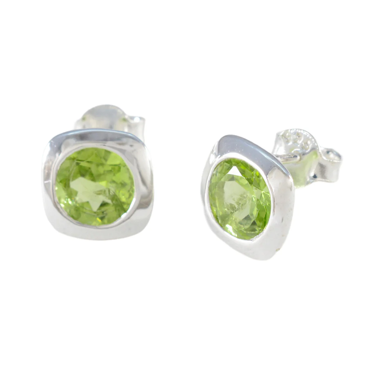 Peridot American Micaela Solitaire Stud Green Silver Earring - Image 2