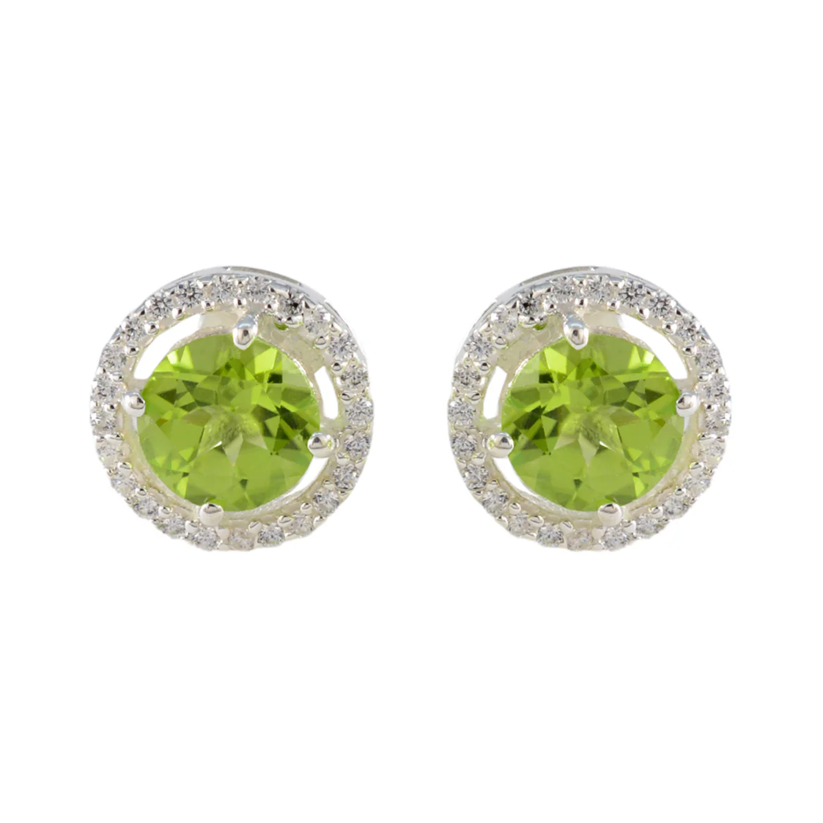 Peridot American Riley Solitaire Stud Green Silver Earring
