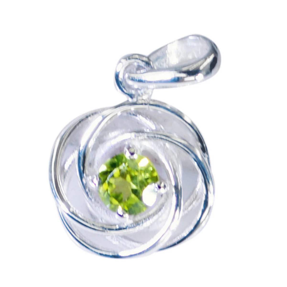 Peridot Dainty French Sterling Silver Solitaire Scarlett Geometric Green Pendant Jewellery - Image 3
