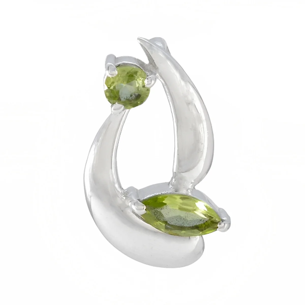 Peridot Delicate American 92.5 Silver Toi et Moi Penelope Abstract Green Pendant Jewellery - Image 2