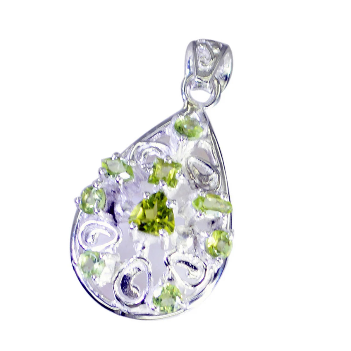 Peridot Edgy Latin American 925 Silver multiple Stella Art-Deco Green Pendant Jewelry - Image 3