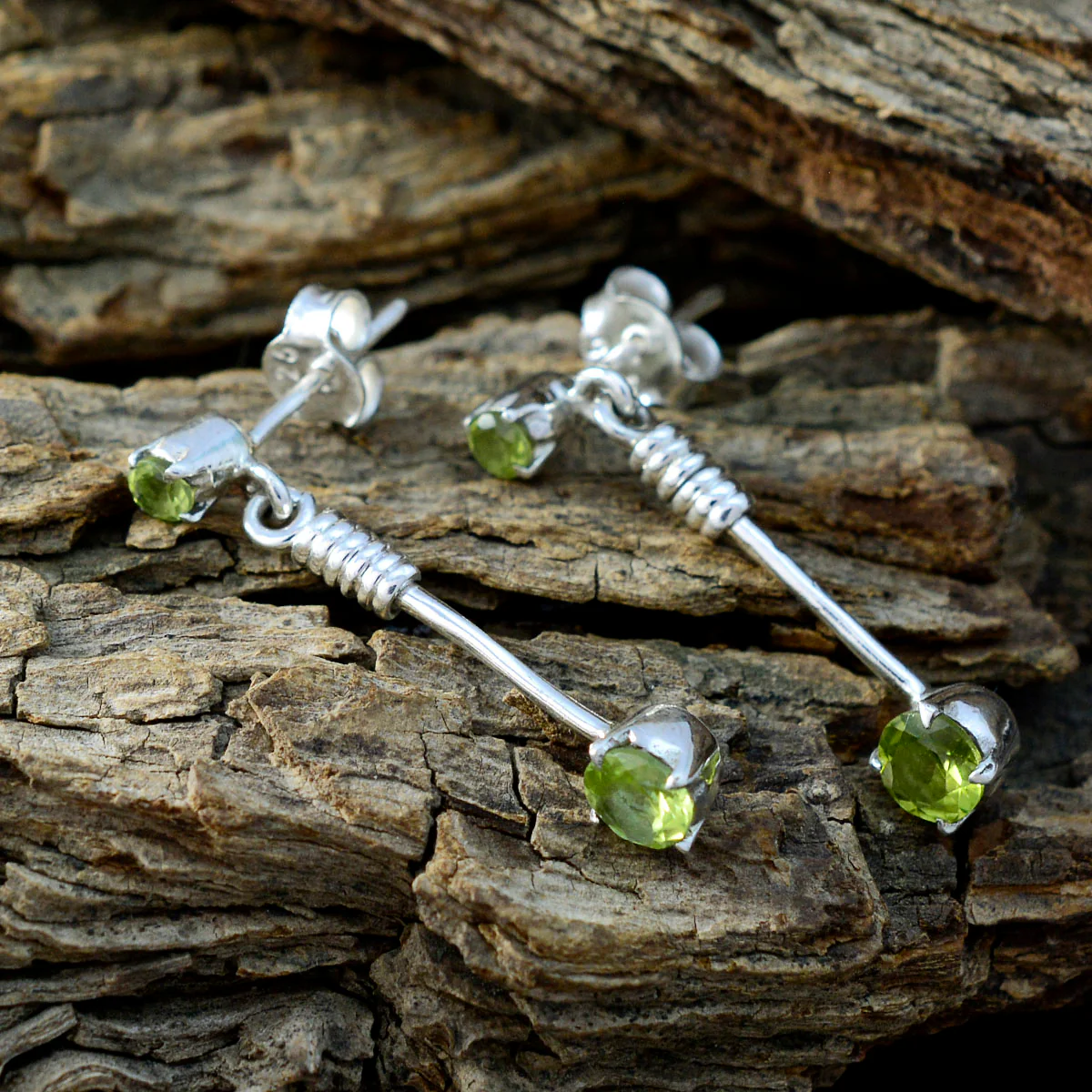 Peridot Egyptian Laura multiple Stud Green 925 Sterling Silver Earring - Image 3