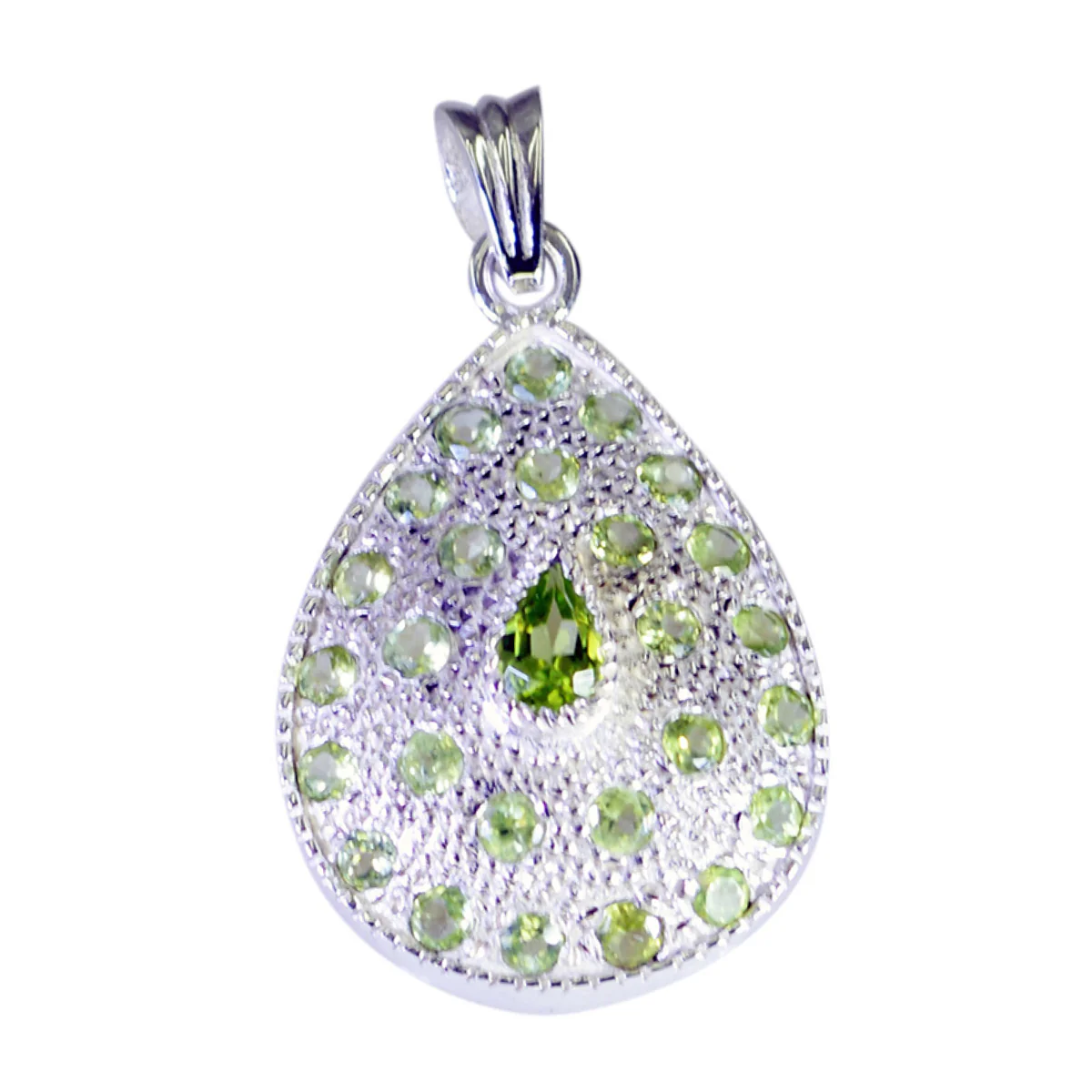Peridot Essential African Sterling Silver multiple Eva Heart Green Pendant Jewellery