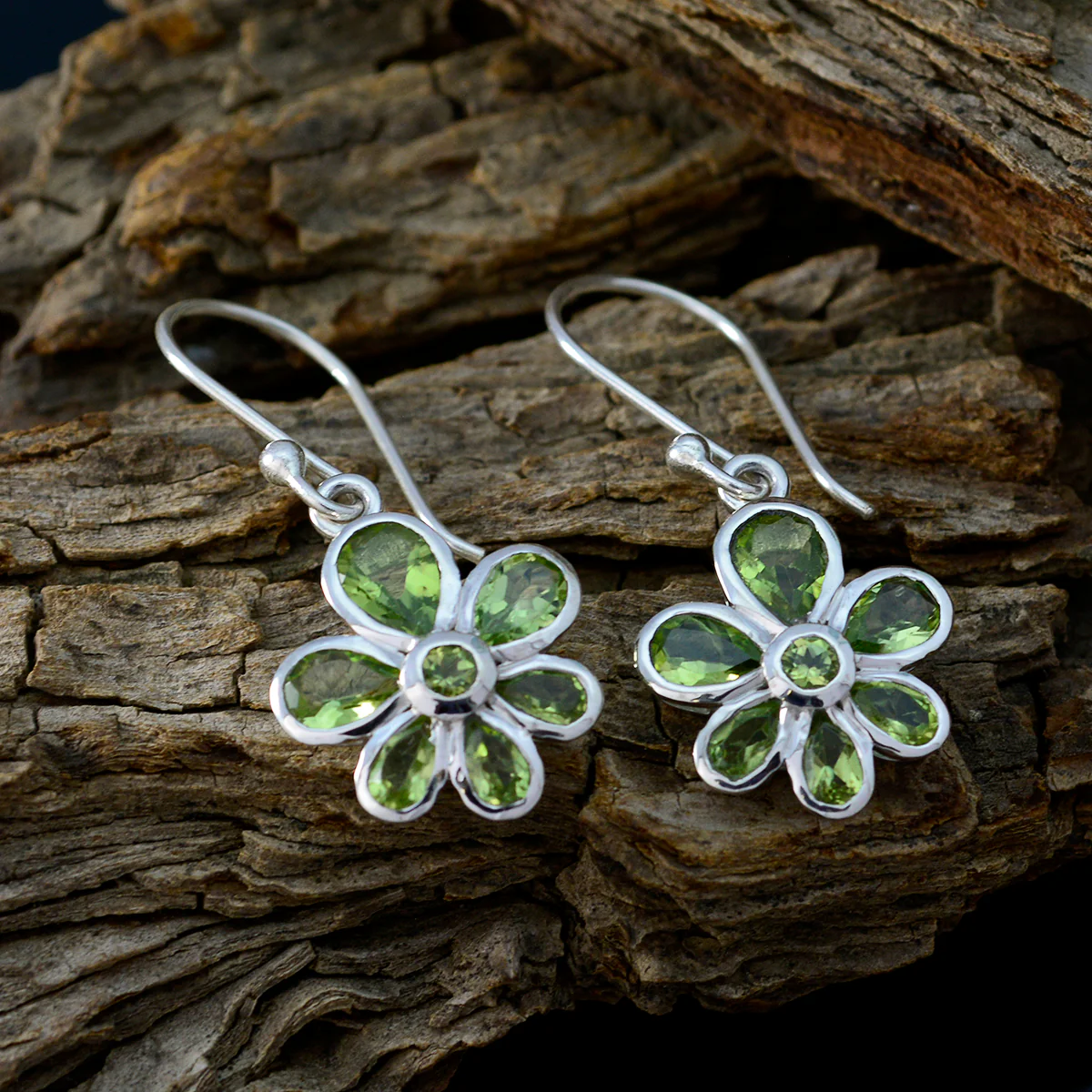 Peridot French Nora multiple Dangle Green 925 Sterling Silver Earring - Image 3