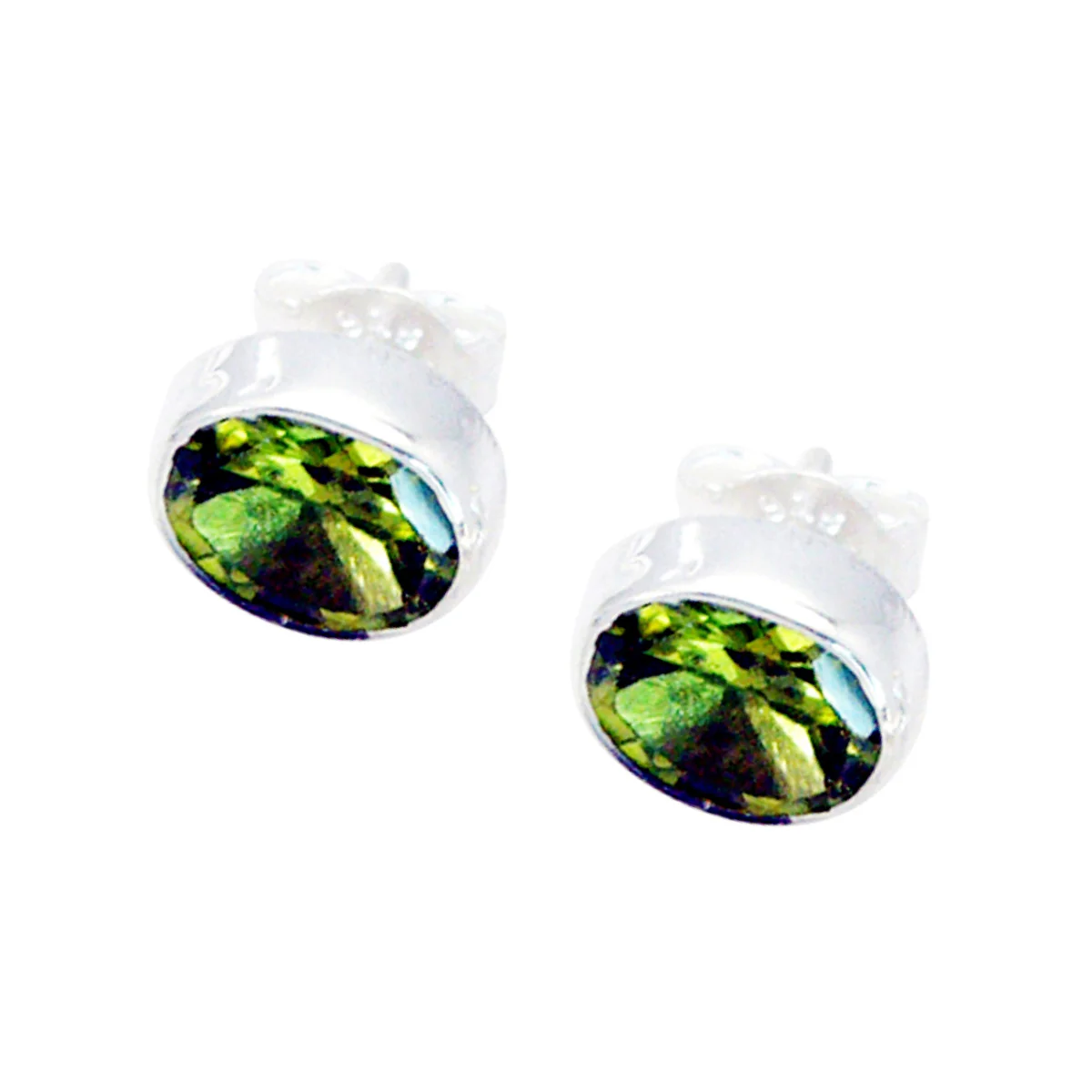 Peridot German Harper Solitaire Stud Green 925 Silver Earring - Image 3