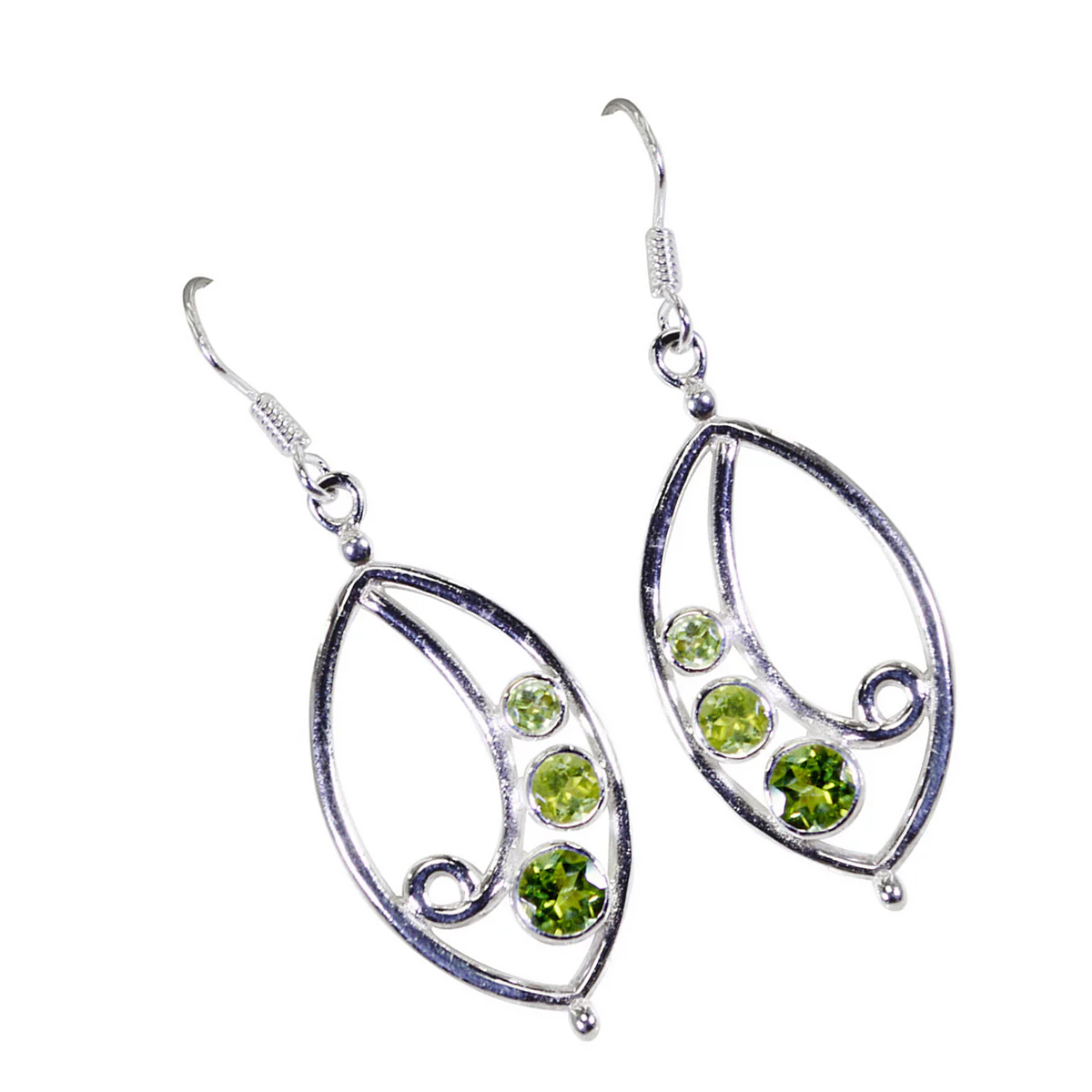 Peridot German Pilar multiple Dangle Green 925 Sterling Silver Earring - Image 2