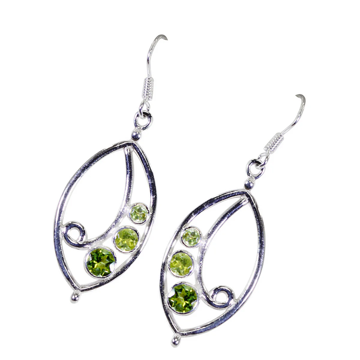Peridot German Pilar multiple Dangle Green 925 Sterling Silver Earring - Image 3