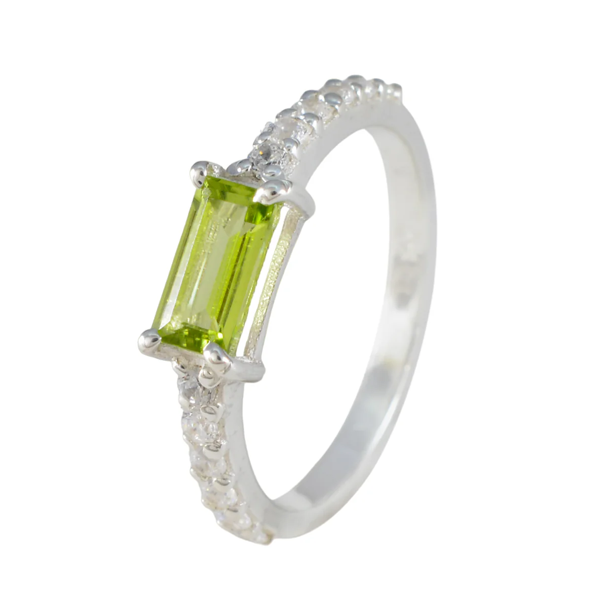 Peridot Halo Korean Sterling Silver Green Gemstone Delicate Abstract Ring Jewellery - Image 2