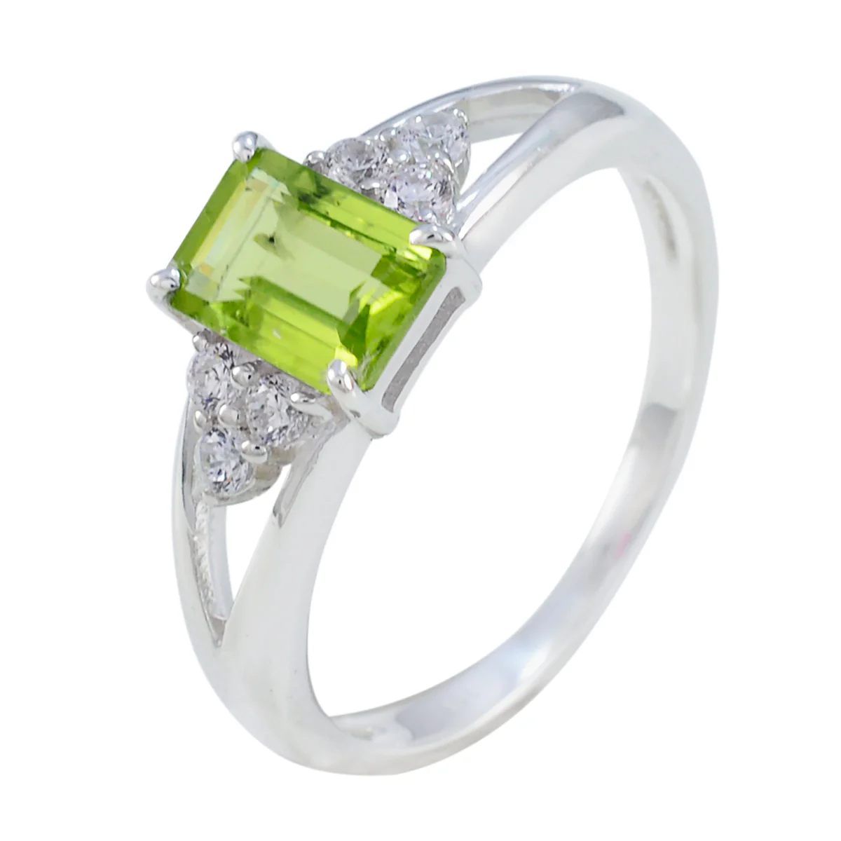 Peridot Halo Turkish 92.5 Silver Green Gemstones Dainty Graceful Ring Jewellery - Image 2