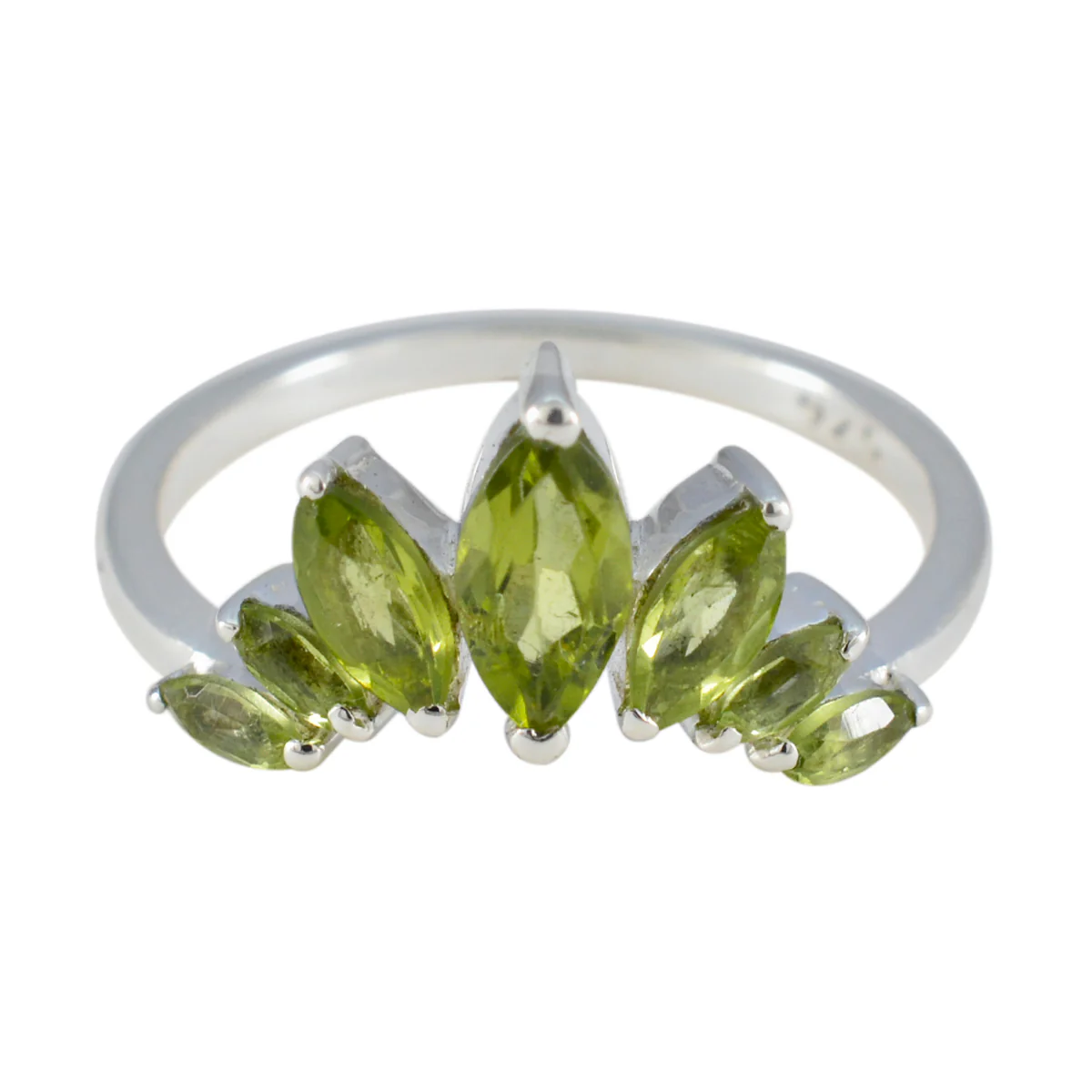 Peridot Hepta Turkish 925 Sterling Silver Green Gemstones Dainty crown Ring Jewellery - Image 2