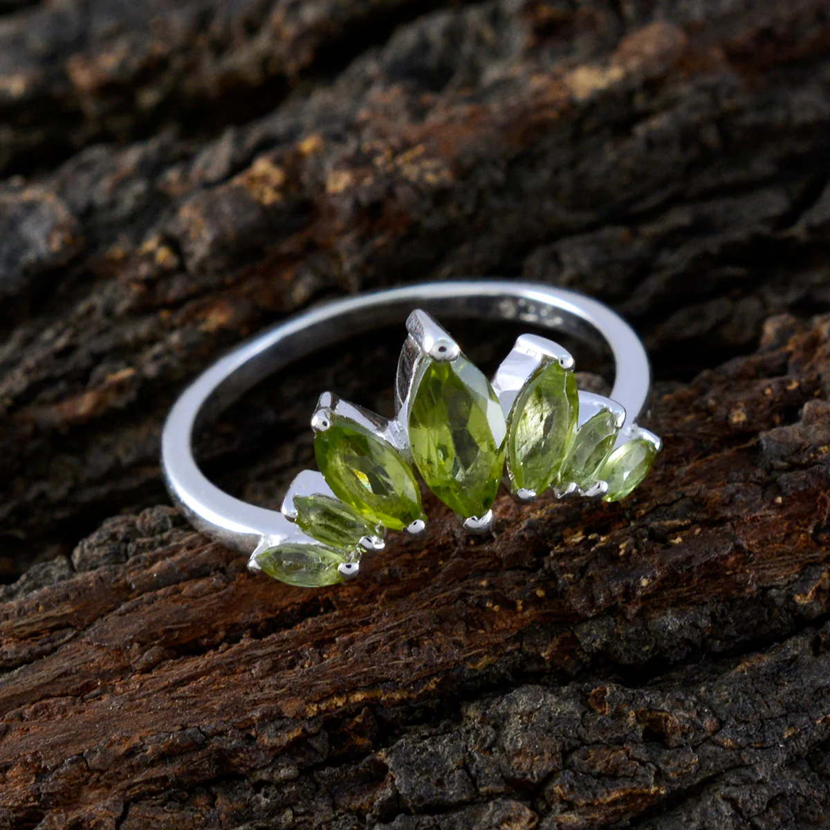 Peridot Hepta Turkish 925 Sterling Silver Green Gemstones Dainty crown Ring Jewellery - Image 4
