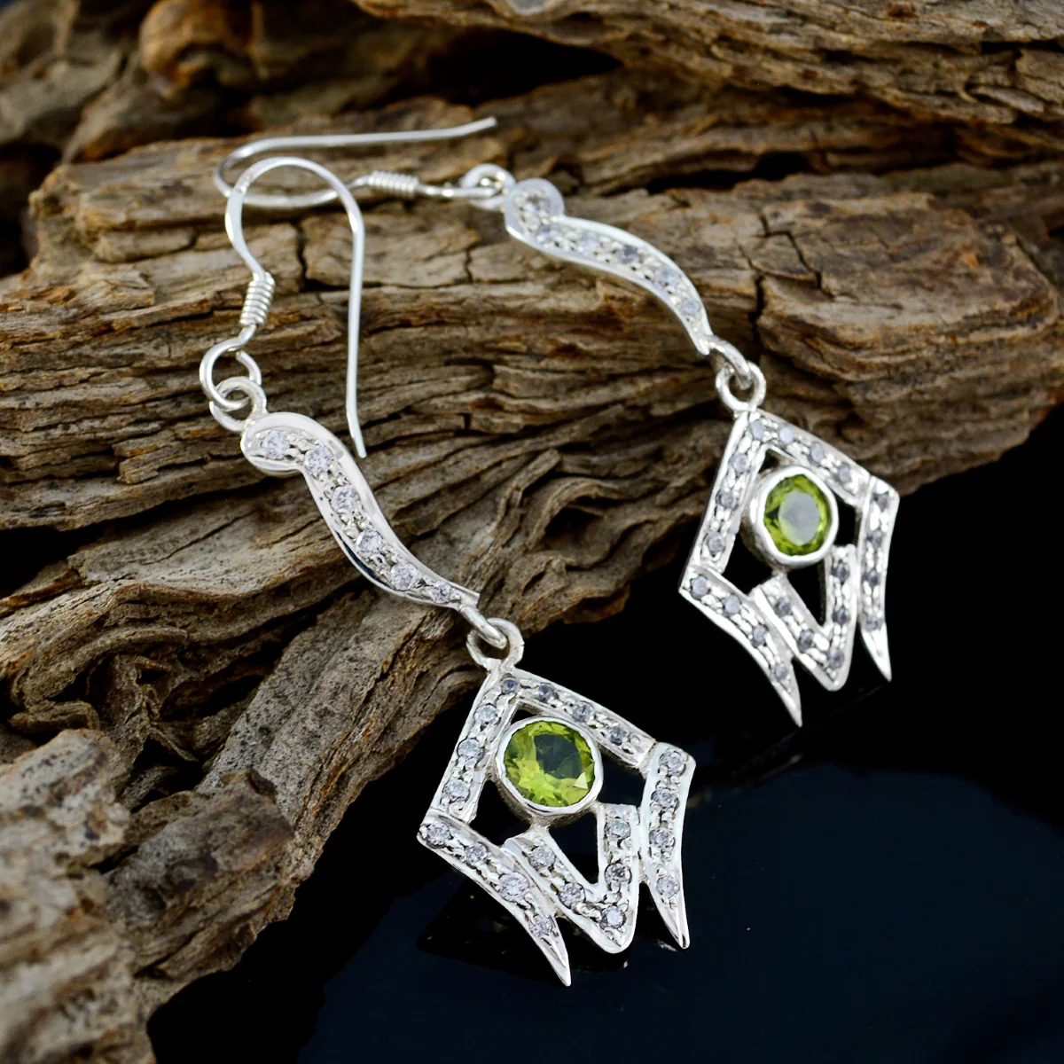 Peridot Indian Kristine multiple Dangle Green Sterling Silver Earring - Image 3