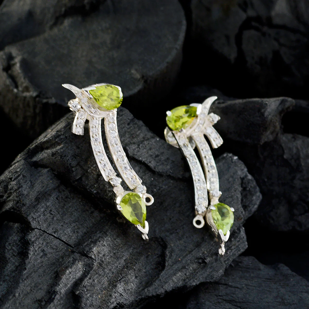 Peridot Italian Carla multiple Stud Green 925 Silver Earring - Image 2