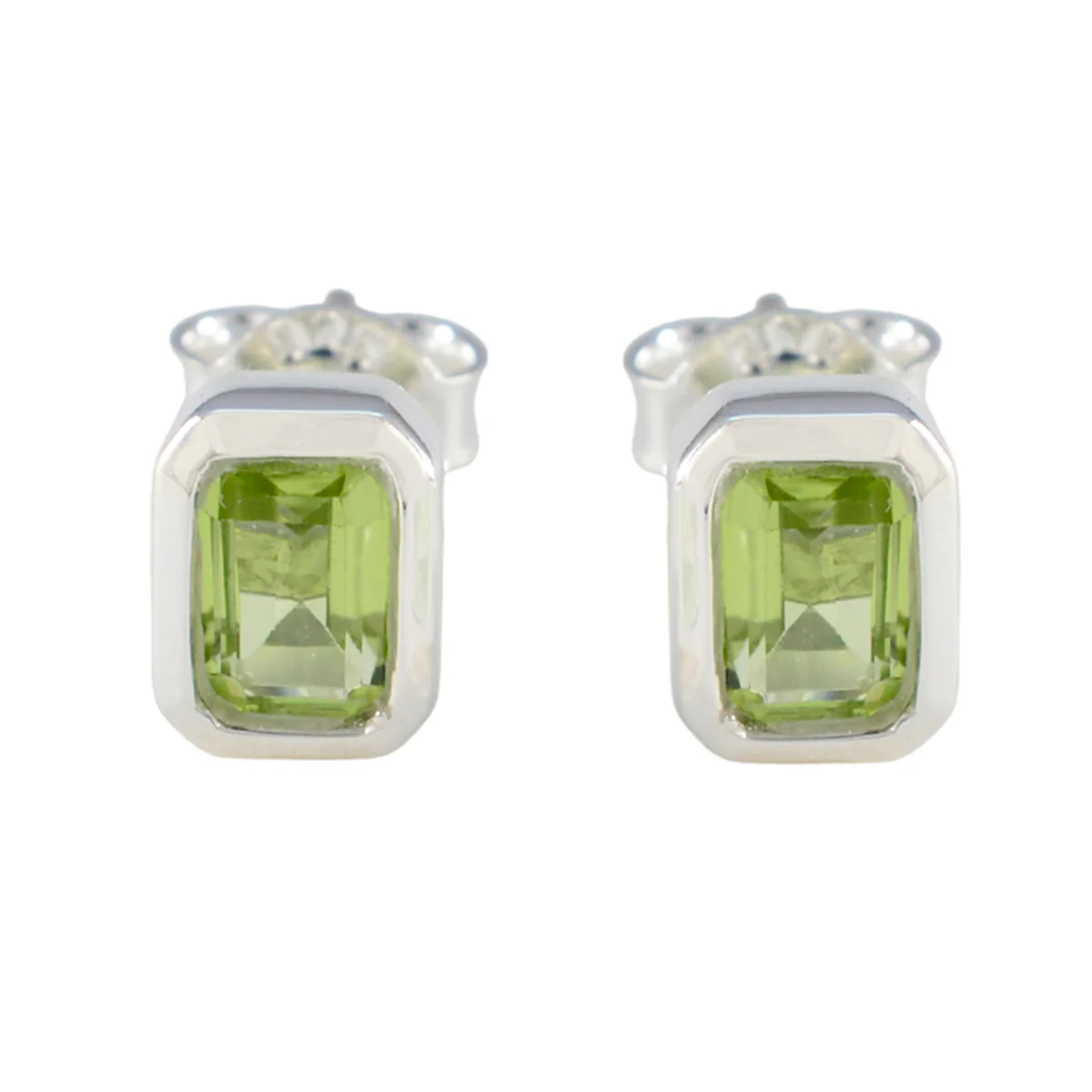 Peridot Italian Mariana Solitaire Stud Green 925 Silver Earring