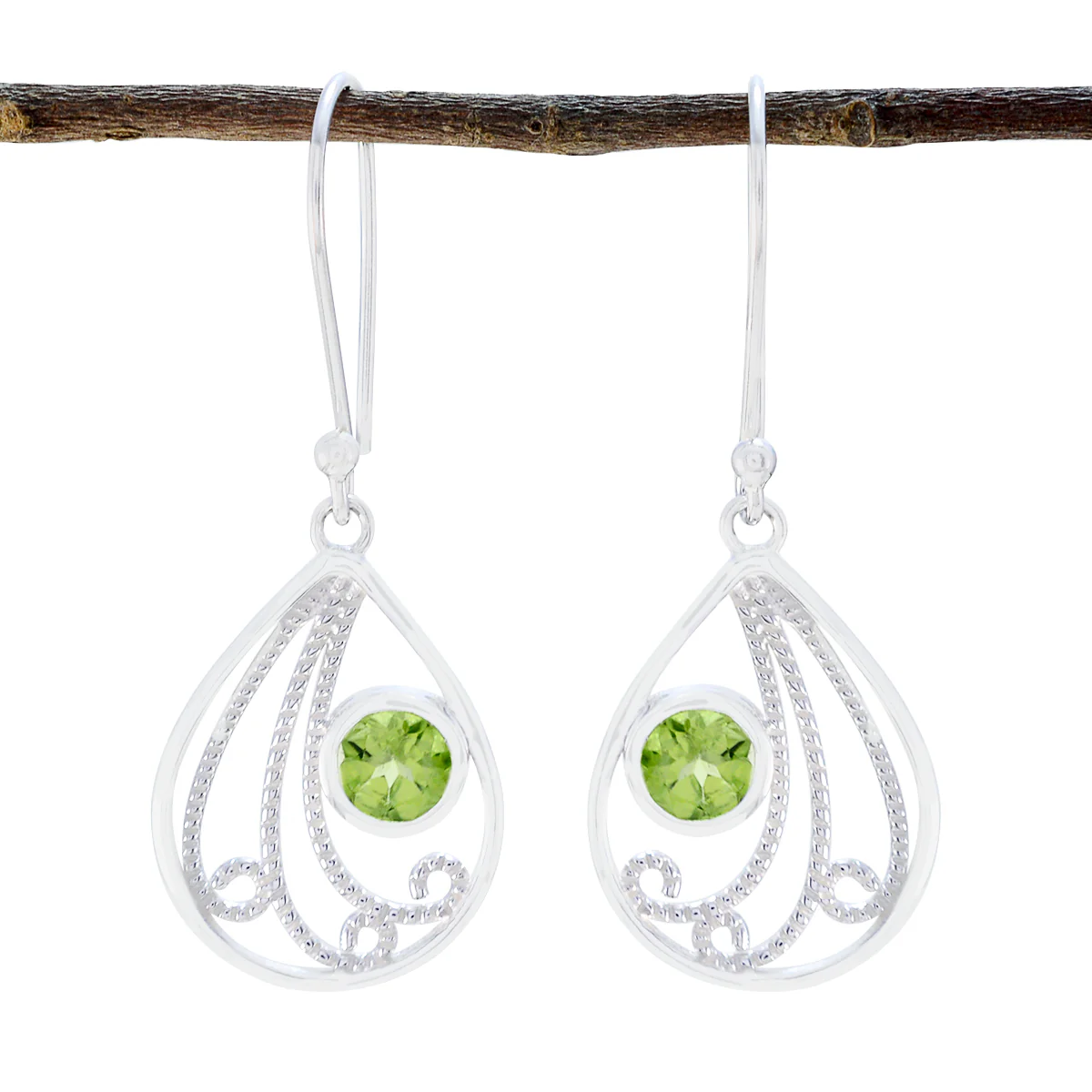 Peridot Korean Emma Solitaire Dangle Green Sterling Silver Earring