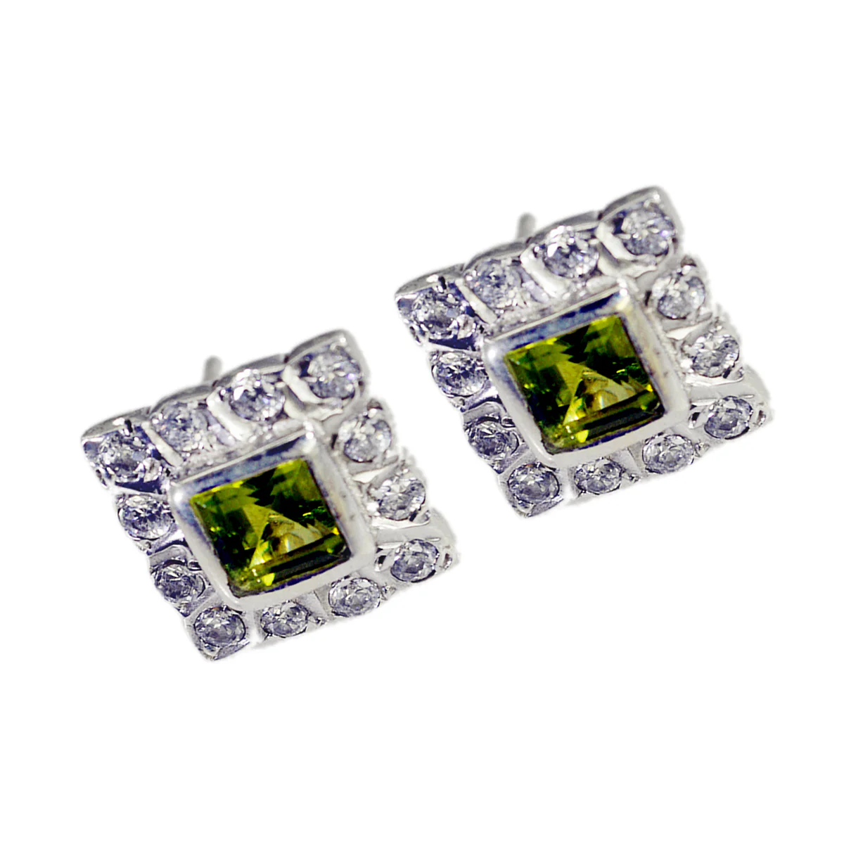 Peridot Korean Laura multiple Stud Green Sterling Silver Earring - Image 2