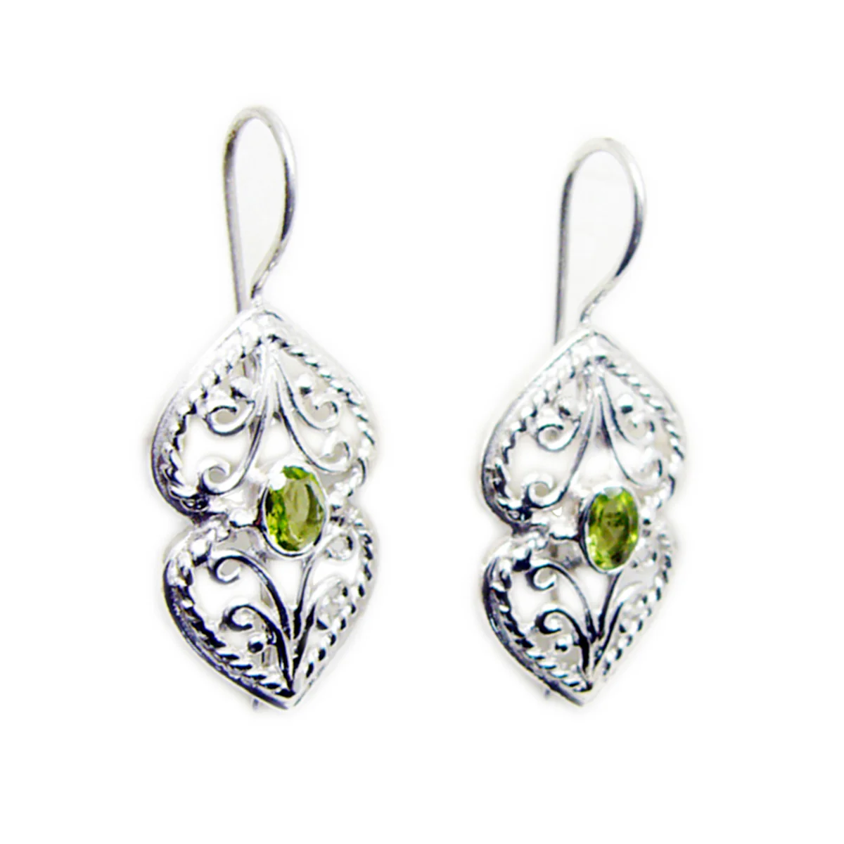 Peridot Latin American Alice Solitaire Dangle Green 92.5 Silver Earring - Image 3