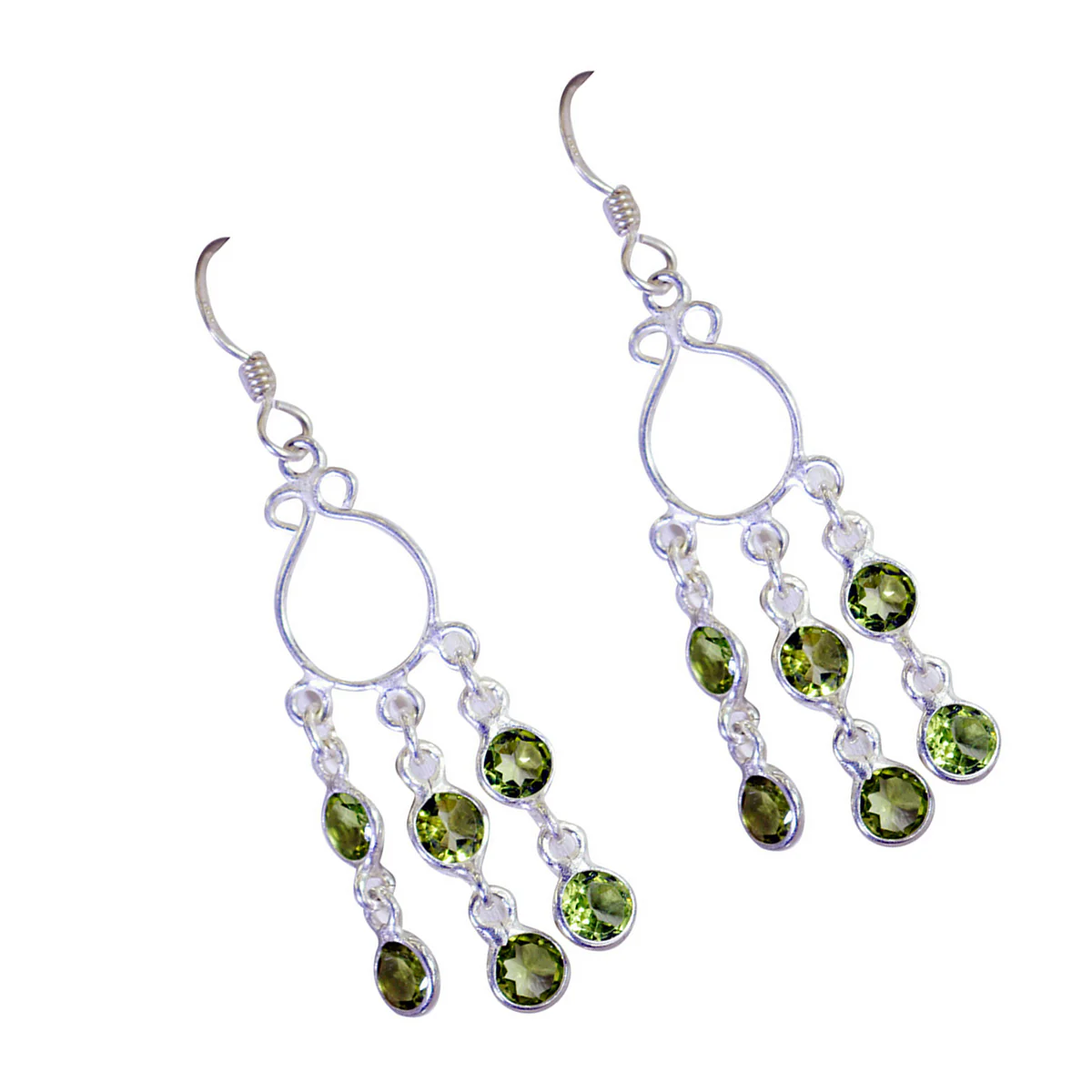 Peridot Mexican Lily multiple Dangle Green 925 Silver Earring - Image 2