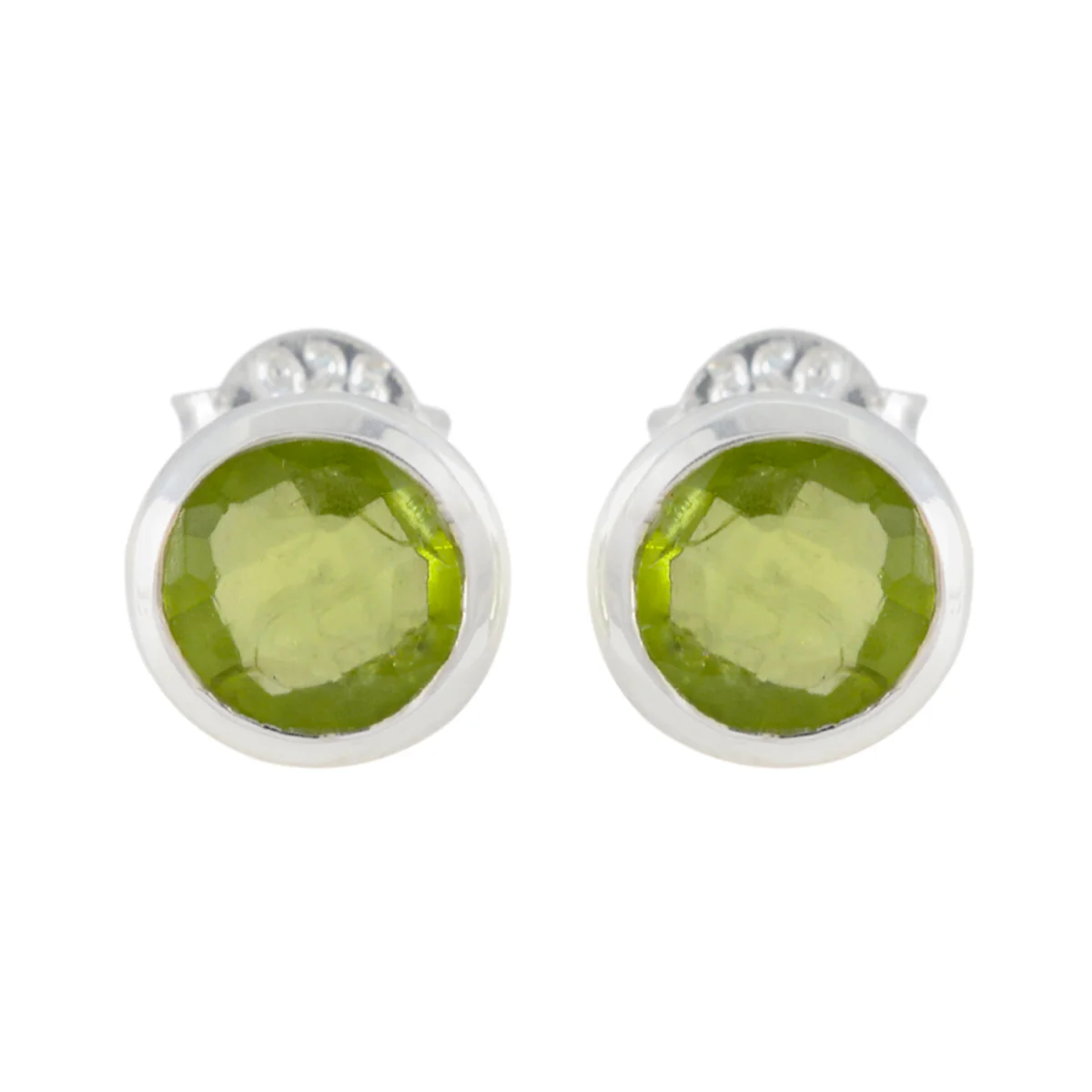 Peridot Mexican Yuki Solitaire Stud Green Silver Earring