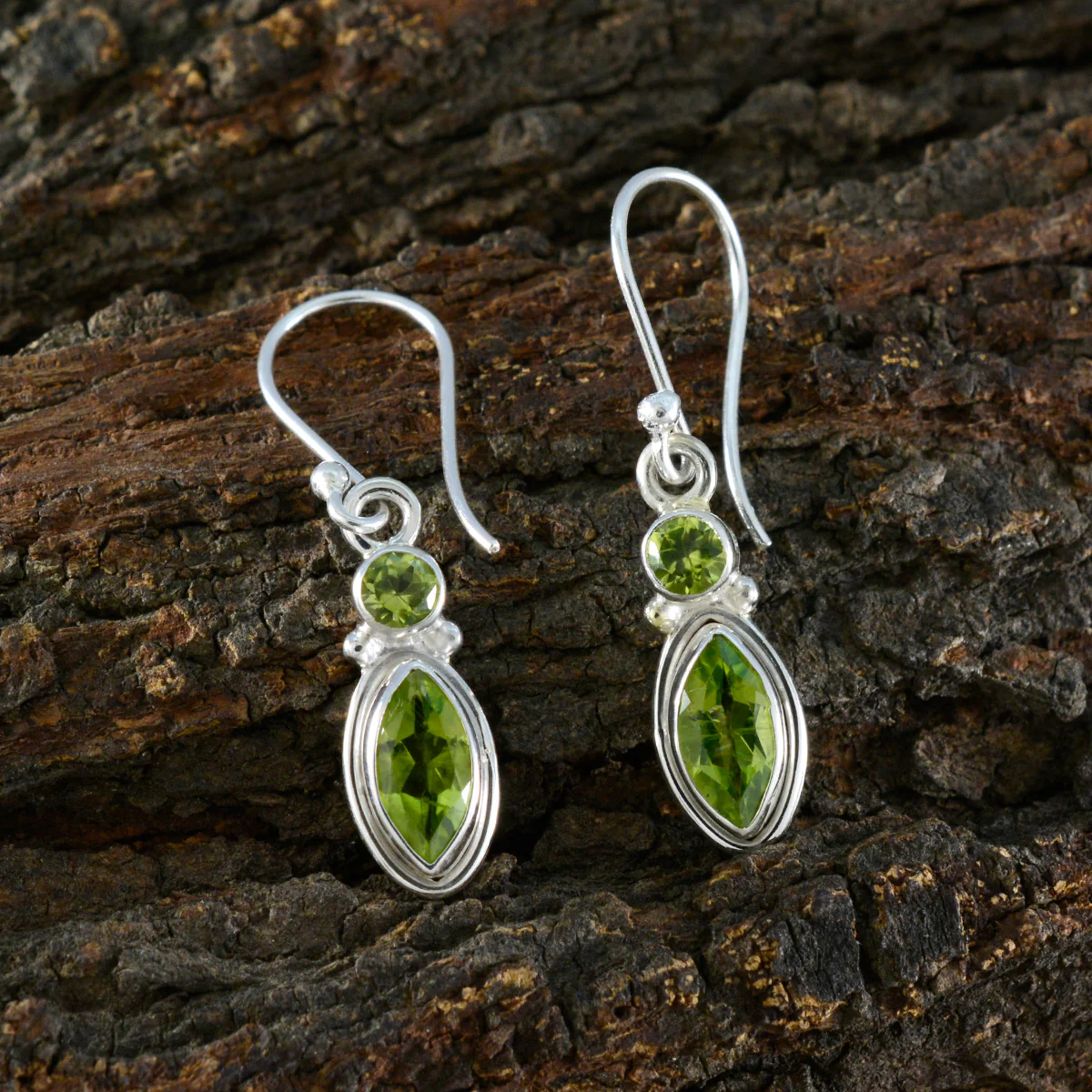 Peridot Moroccan Bella Toi et Moi Dangle Green 925 Sterling Silver Earring - Image 3