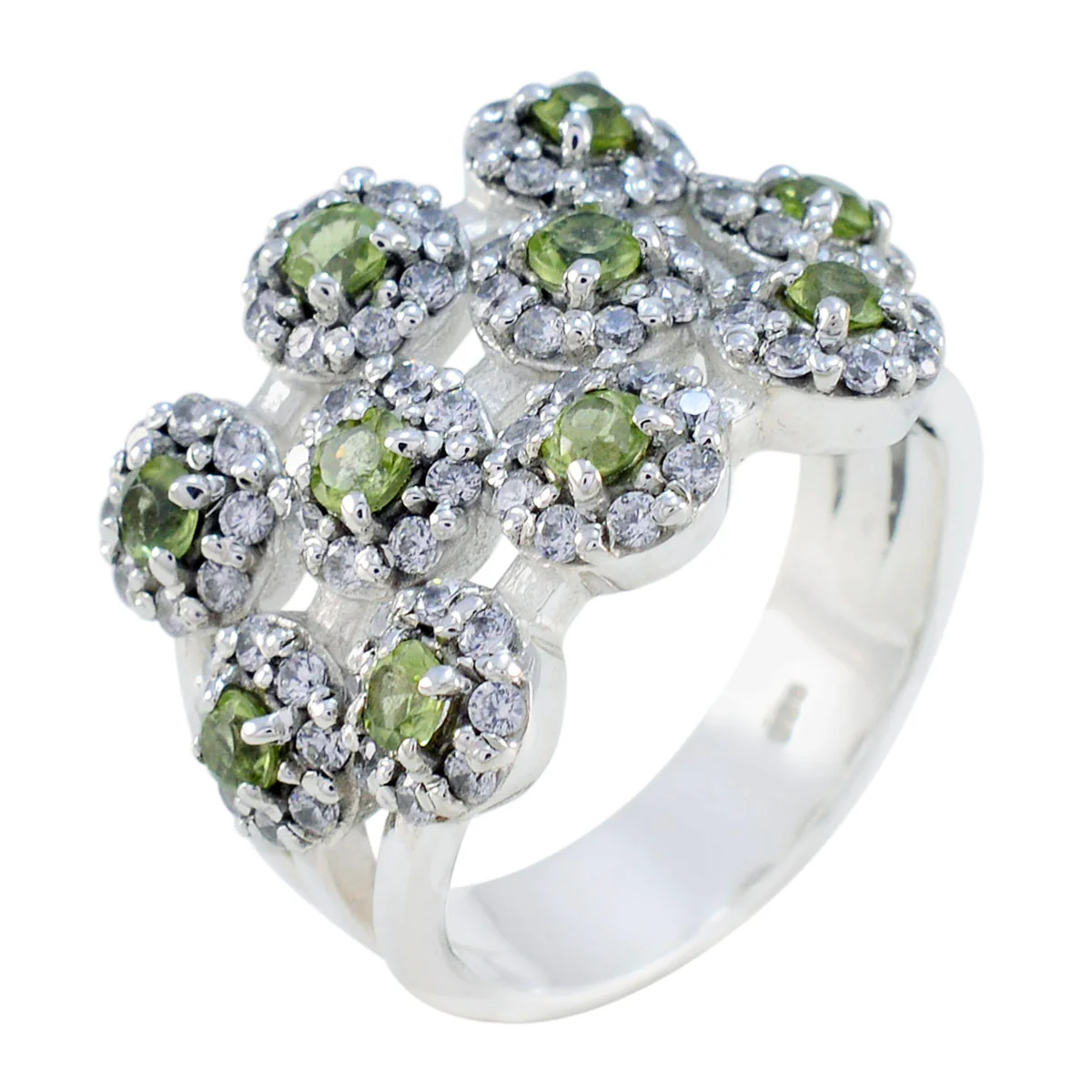 Peridot multiple German 925 Silver Green Gemstone Essential Contemporary Ring Jewellery - Image 2