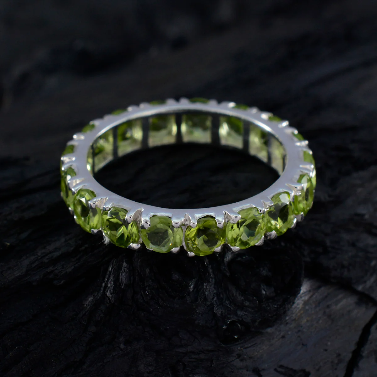 Peridot multiple Korean 925 Sterling Silver Green Gemstones Dainty Eternity Band Jewelry - Image 5