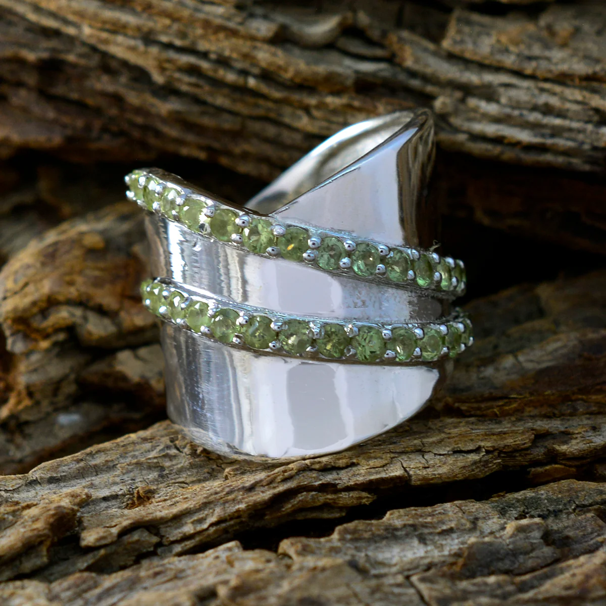 Peridot multiple Moroccan 92.5 Silver Green Gemstones Eye-catching Art Deco Ring Jewellery - Image 4