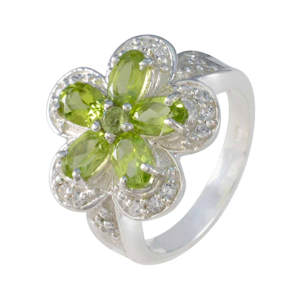 Peridot multiple Russian Silver Green Gemstone Versatile Abstract Ring Jewelry - Image 2