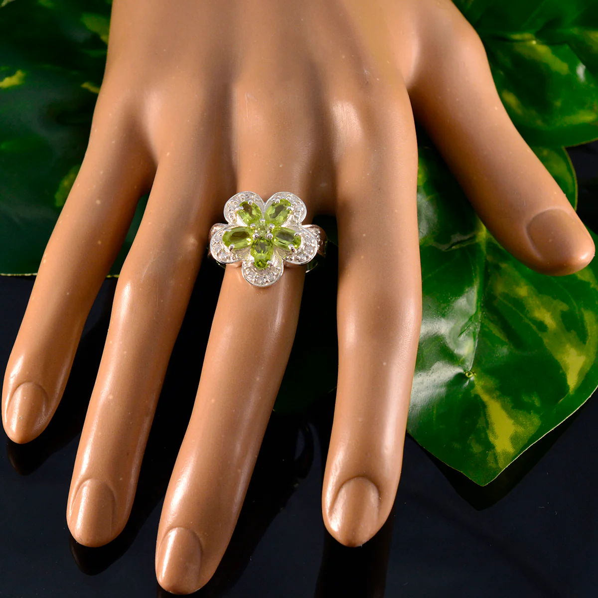 Peridot multiple Russian Silver Green Gemstone Versatile Abstract Ring Jewelry - Image 5