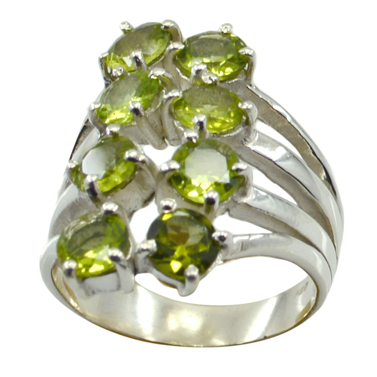 Peridot octa French 925 Silver Green Gemstones Eye-catching Contemporary Ring Jewellery - Image 2